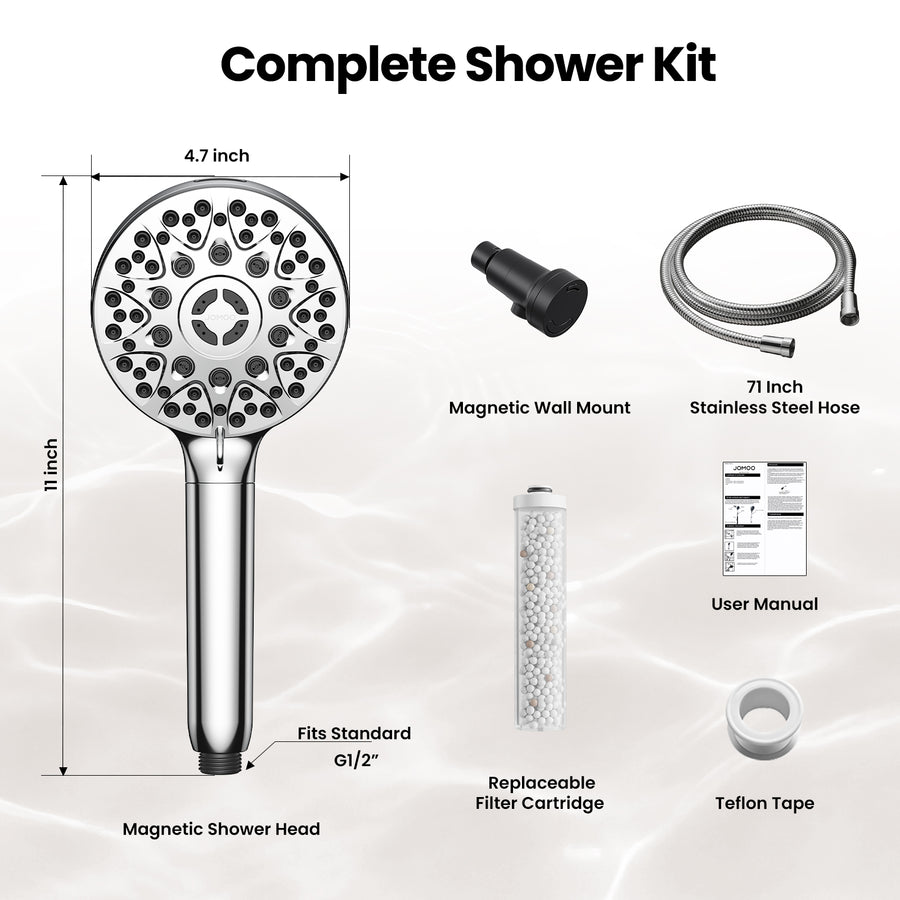 JOMOO Magnetic Handheld Shower Head with Filter – 4 Spray Modes