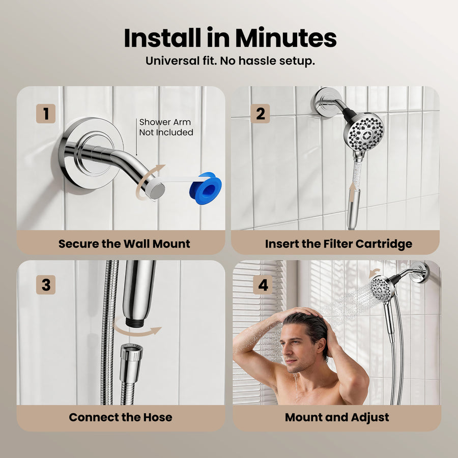 JOMOO Magnetic Handheld Shower Head with Filter – 4 Spray Modes
