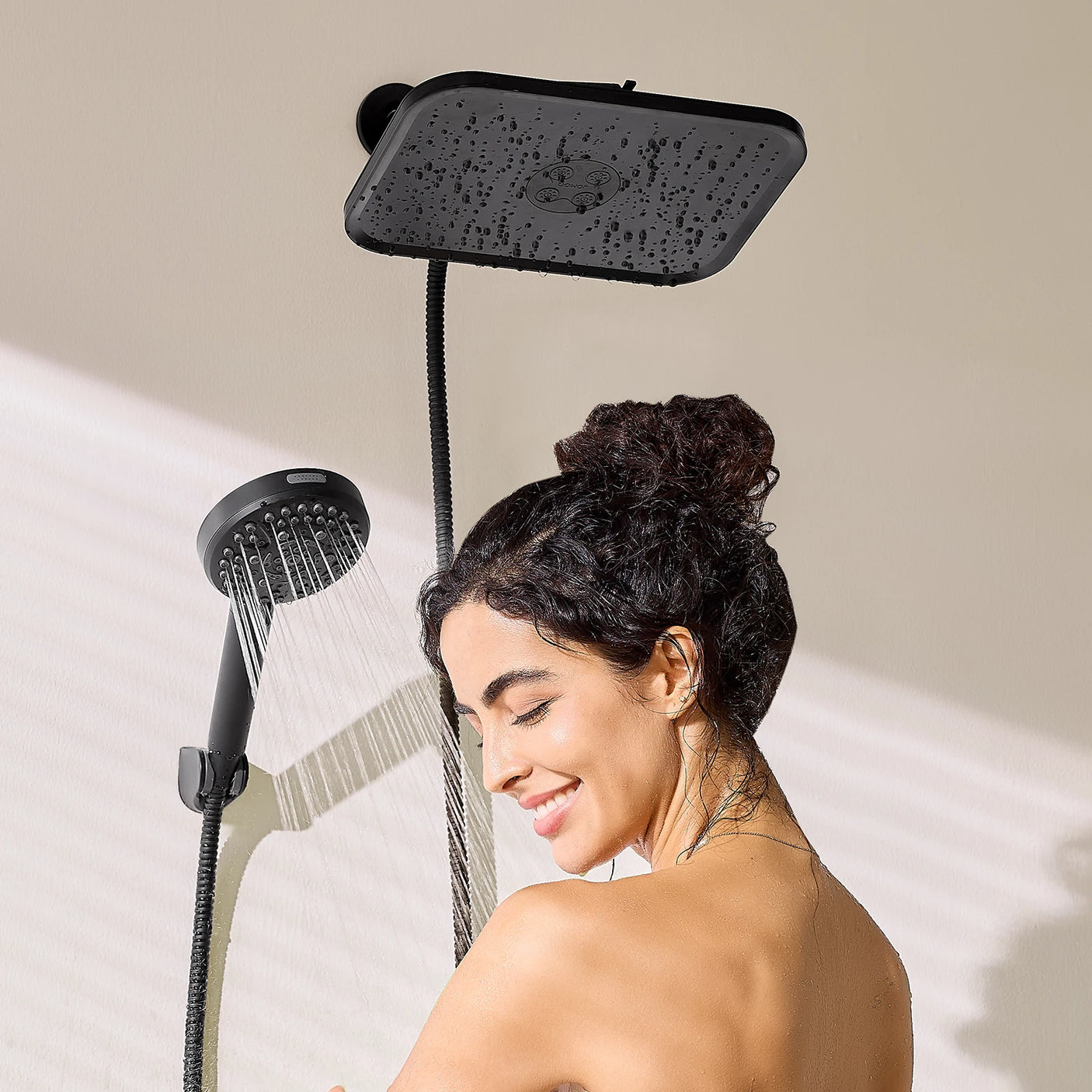 JOMOO Shower Set – 12" Rainfall & High-Pressure Handheld with 10 Spray Modes, Filtered & DOE Certified