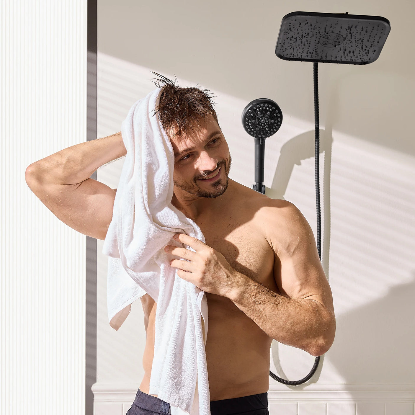 JOMOO Shower Set – 12" Rainfall & High-Pressure Handheld with 10 Spray Modes, Filtered & DOE Certified