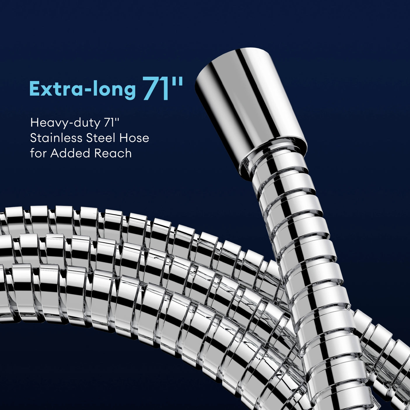 The JOMOO shower head features three versatile spray settings and an adjustable bracket for a personalized shower experience. Equipped with a 71" heavy-duty stainless steel hose, it offers increased reach and flexibility, enhancing your bathroom's functionality.