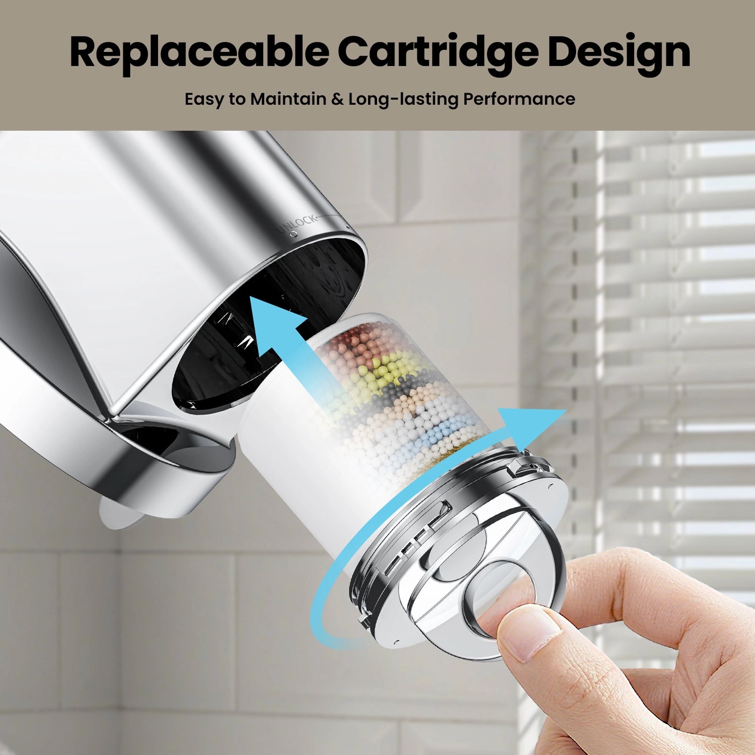 JOMOO 5 Spray Modes Showerhead with Replaceable Cartridge Design