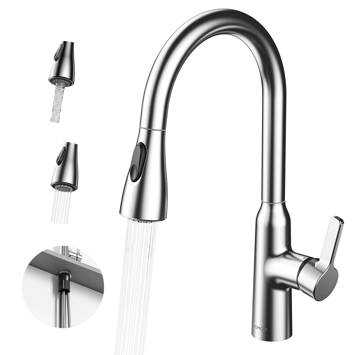 JOMOO Chrome Pull Down Kitchen Faucet, Dual Mode Single Handle Sink Fa ...