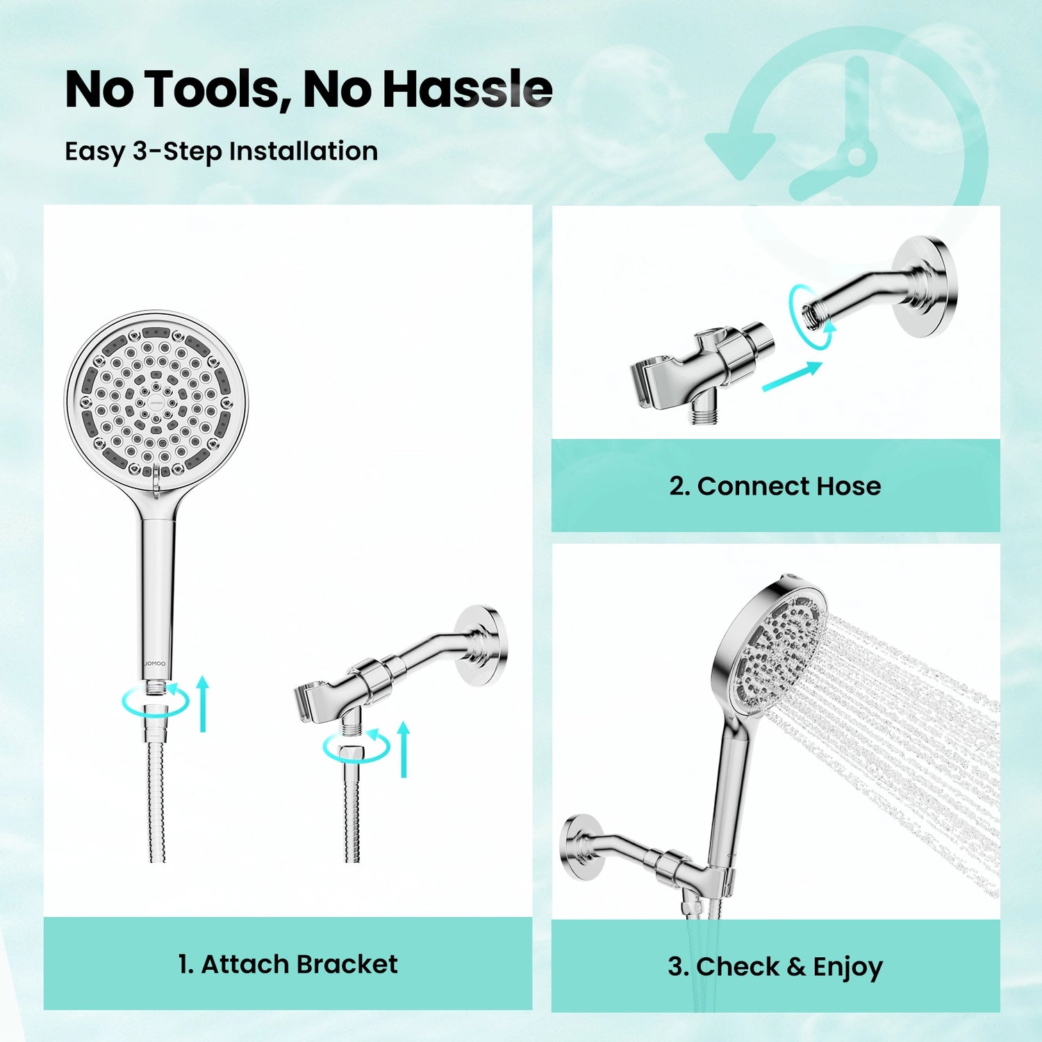 JOMOO Easy-to-Install Shower Head with 6 Spray Modes