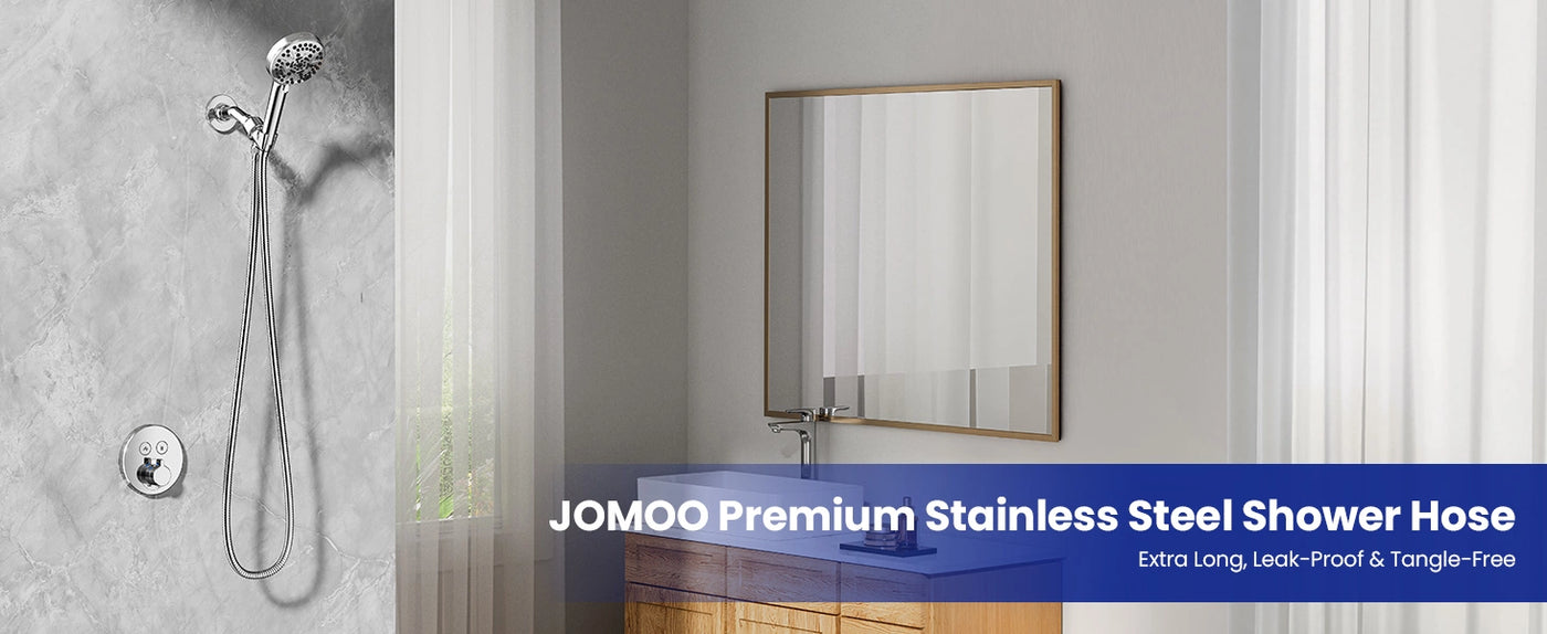 The JOMOO premium stainless steel shower hose delivers extra length, leak-proof reliability, and tangle-free flexibility for enhanced bathroom convenience. Its sleek design complements modern bathroom aesthetics while offering durable performance with every use.
