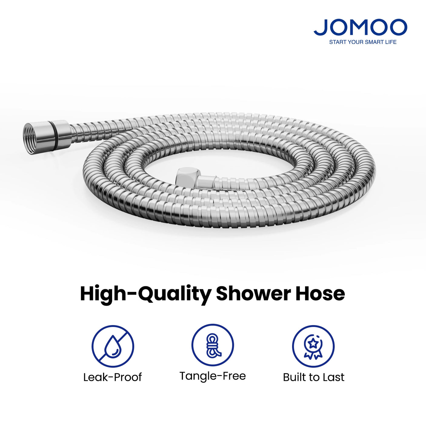 The sleek coiled hose features leak-proof construction and tangle-free flexibility, wrapped in durable 304 stainless steel with brass connectors for long-lasting performance. Built-in filters ensure clean water flow, while standard G1/2" threading enables easy installation with most showerheads.