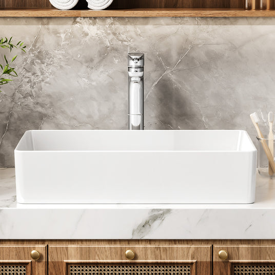 The JOMOO 22.44" ceramic sink offers a scratch-resistant, rounded design that prevents yellowing and is easy to install. Its deep basin and anti-fouling glaze make it both practical and stylish, enhancing any bathroom's appearance and functionality.