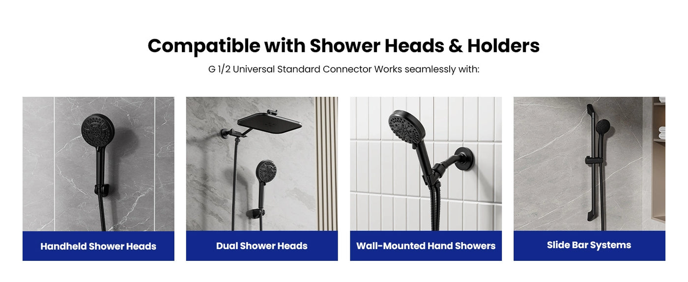 Compatible with handheld, dual, wall-mounted hand showers, and slide bar systems, the JOMOO G1/2 standard shower hose ensures easy installation and adaptability for any bathroom setup.