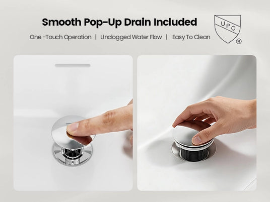 JOMOO Single Handle Bathroom Faucet includes a smooth pop-up drain stopper for easy water (32775-556/1B-ID11)