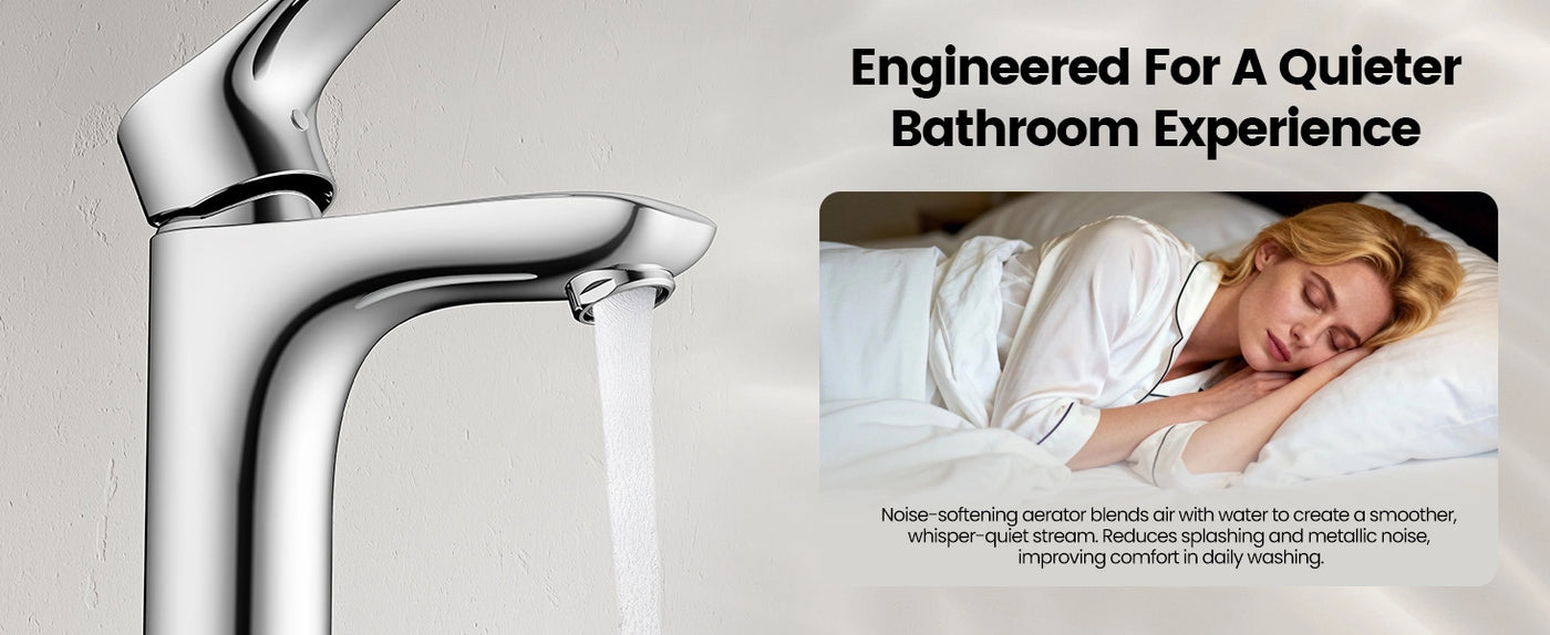 JOMOO Single Handle Bathroom Faucets are engineered for a quieter bathroom experience (32775-556/1B-ID11)