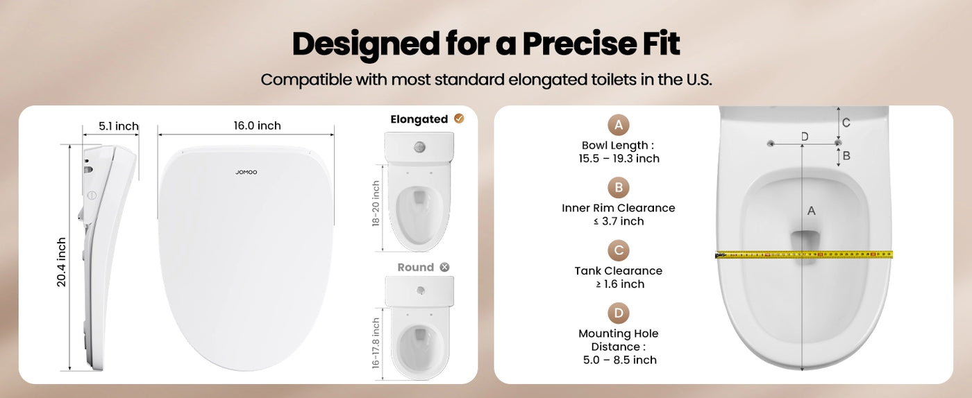 JOMOO Smart Bidet Toilet Seat - Designed for A Precise Fit (ZE001-A)