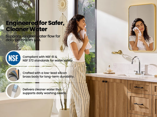 JOMOO Two Handle Bathroom Faucet is engineered for safer, cleaner water (22079-775/1B-ID11)