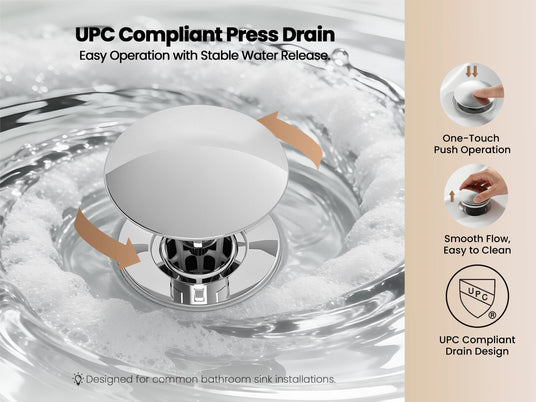 JOMOO Two Handle Bathroom Faucet with UPC Compliant Press Drain (22079-775/1B-ID11)