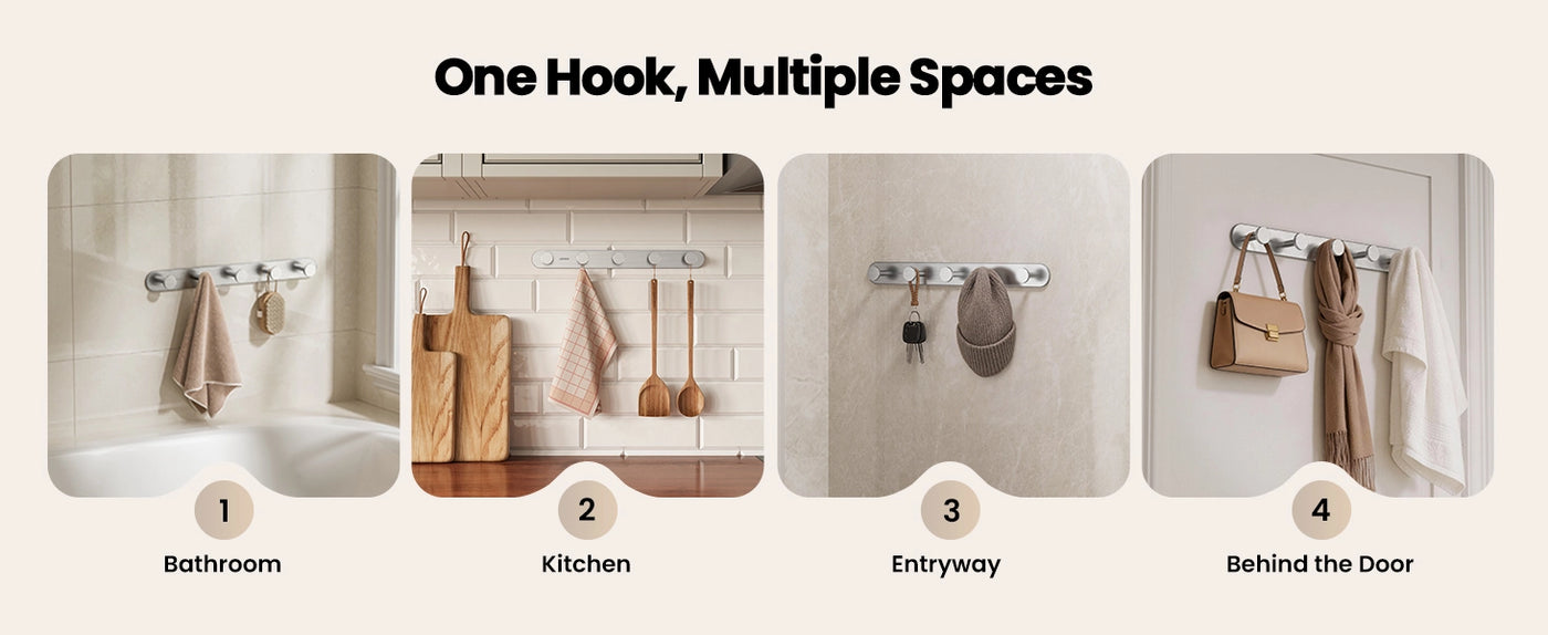 JOMOO Versatile Adhesive Wall Hooks - One Hook, Multiple Spaces (P9352G5)