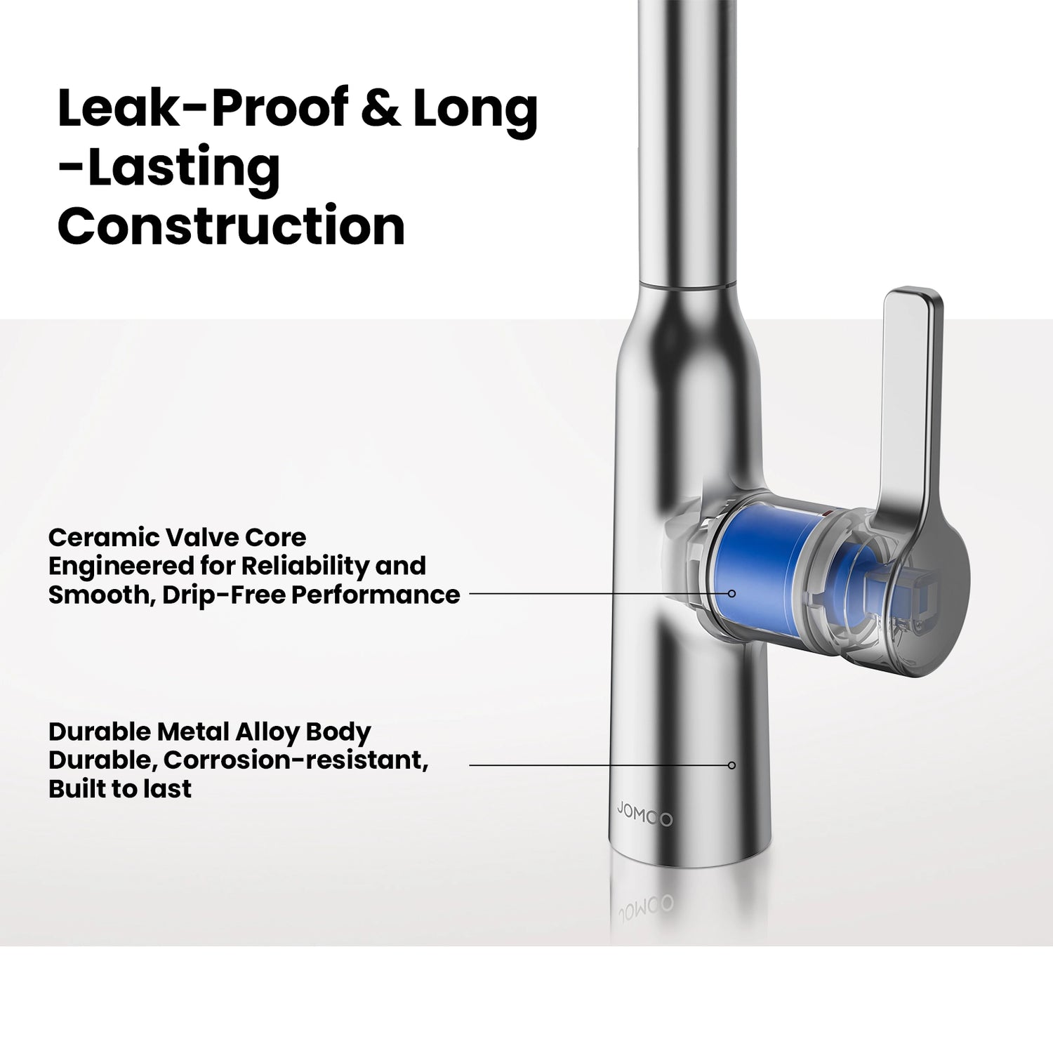Jomoo Pull Down Chrome Kitchen Faucet: Leak-Proof & Long -Lasting Construction