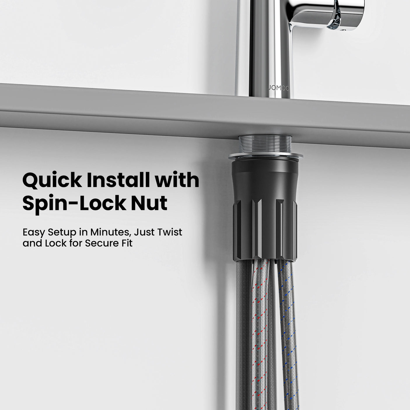 Jomoo Pull Down Chrome Kitchen Faucet: Quick Install with Spin-Lock Nut