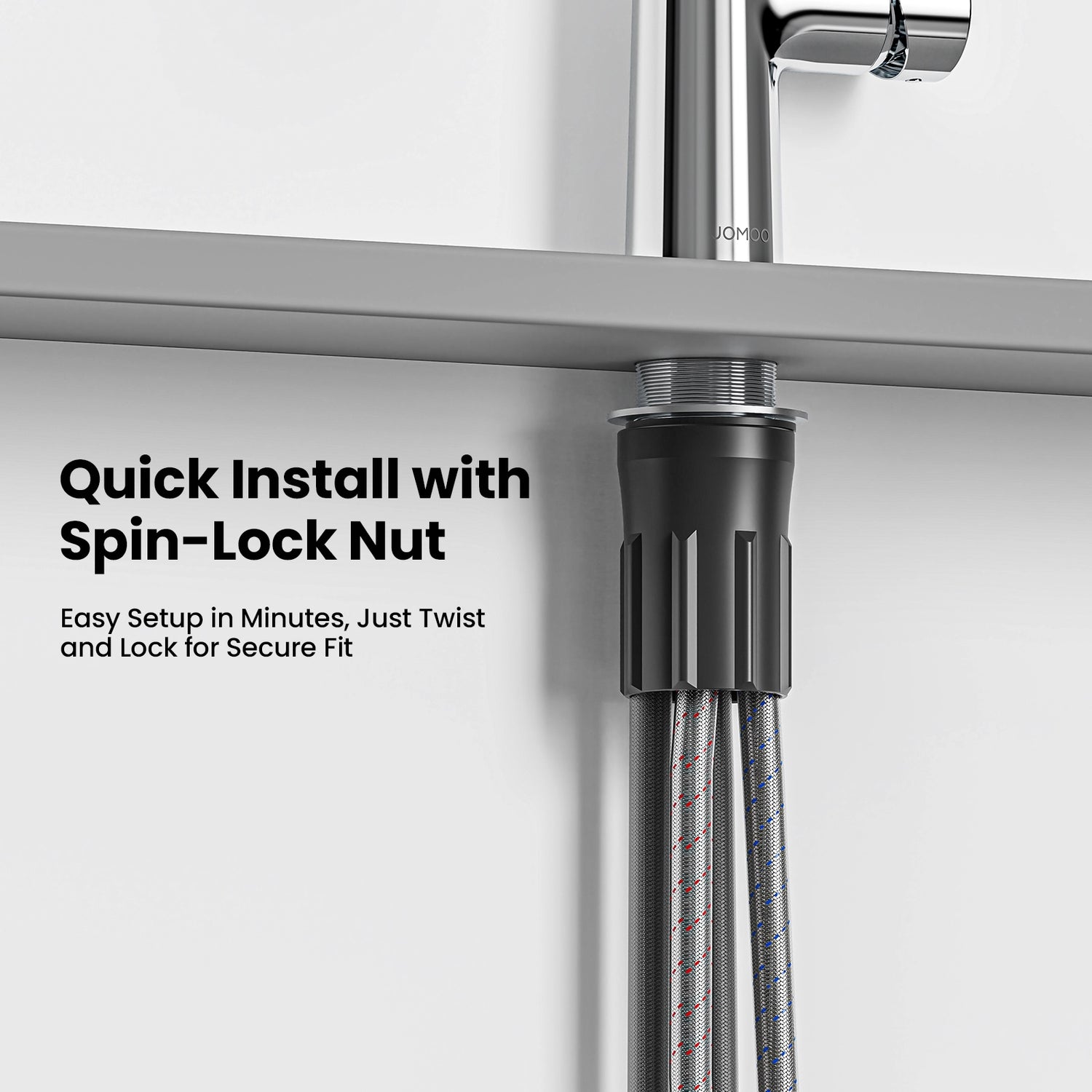 Jomoo Pull Down Chrome Kitchen Faucet: Quick Install with Spin-Lock Nut