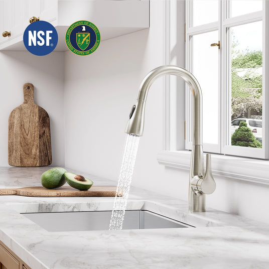This NSF and DOE-certified JOMOO faucet ensures safe, clean water and reduces energy usage for a sustainable future.