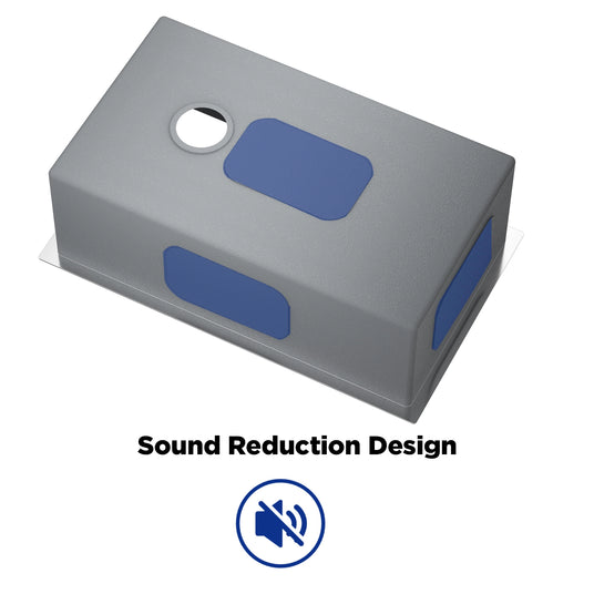 A kitchen sink featuring advanced sound reduction technology is designed to minimize noise during use for a quieter and more enjoyable kitchen experience.