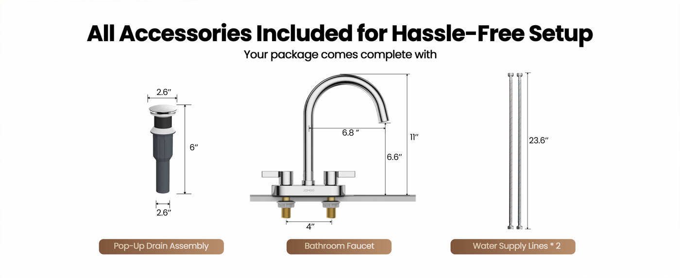 The Size of JOMOO Two Handle Bathroom Faucet (22079-775/1B-ID11)