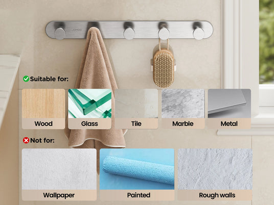 The Suitable Wall Surfaces of JOMOO Versatile Adhesive Wal Hooks (P9352G5)