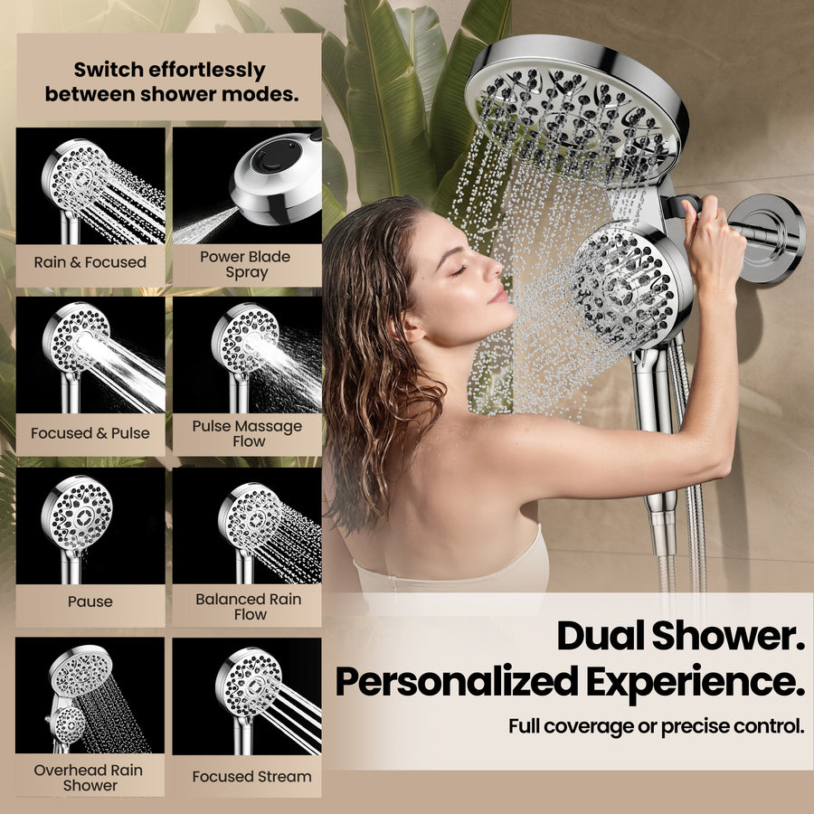 JOMOO Magnetic Shower System with 8" Rainfall Shower Head & Handheld Shower