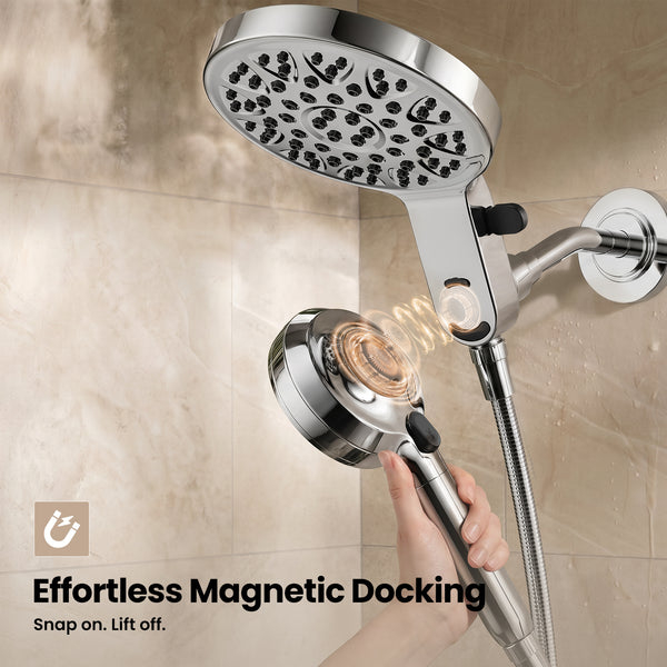 Magnetic Shower System with 8" Rainfall Shower Head & Handheld Shower