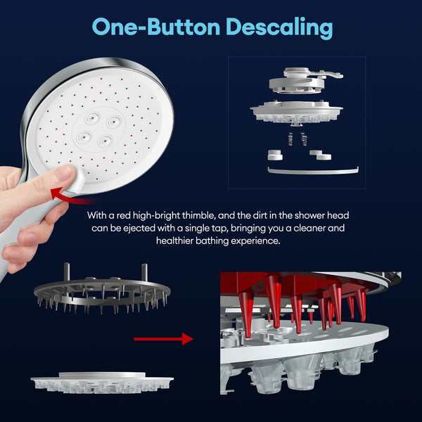 3-Function Shower Head with Adjustable Bracket for Bathroom
