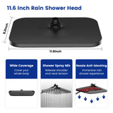 Enjoy a refreshing shower with JOMOO's 11.6" square rainfall shower head. Features wide coverage, a mix of shower sprays for tension relief, and anti-blocking nozzles for an immersive experience. Perfect for a luxurious bathroom upgrade.