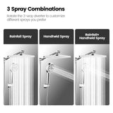 JOMOO 12" Rain Shower Head & Handheld Combo with3 Spray Combinations (S270010-2C02-ID11)