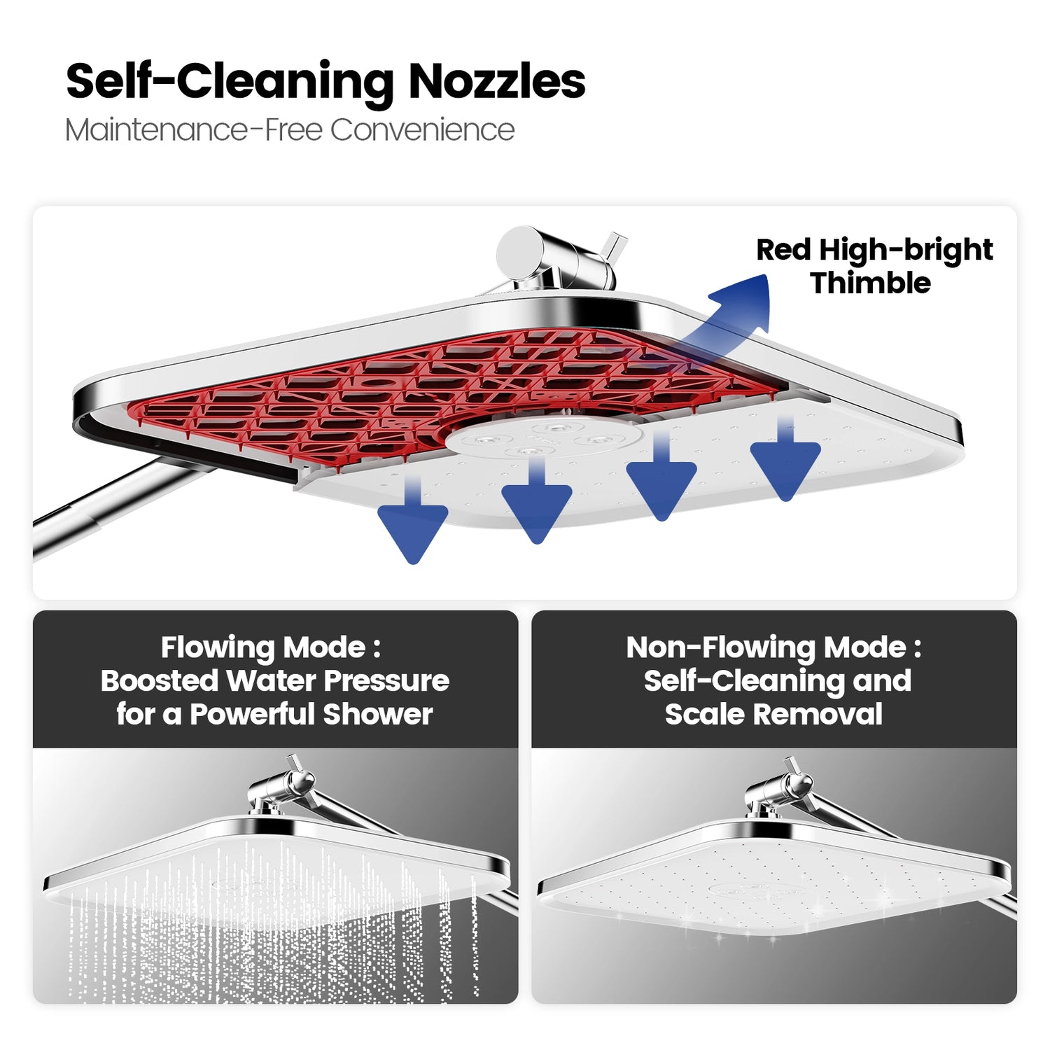 JOMOO 12" Rain Shower Head & Handheld Combo with Self-Cleaning Nozzles (S270010-2C02-ID11)