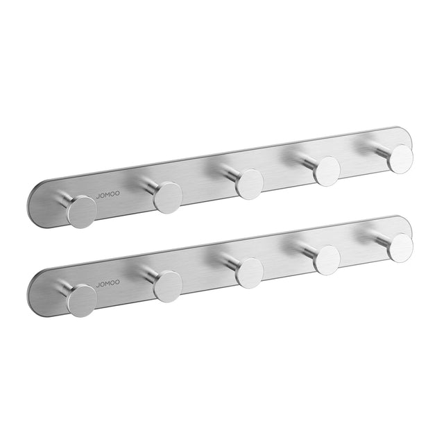 JOMOO 2 Pack Heavy Duty Adhesive Wall Hooks,Brushed Nickel (P9352G5-7CG-ID11) 