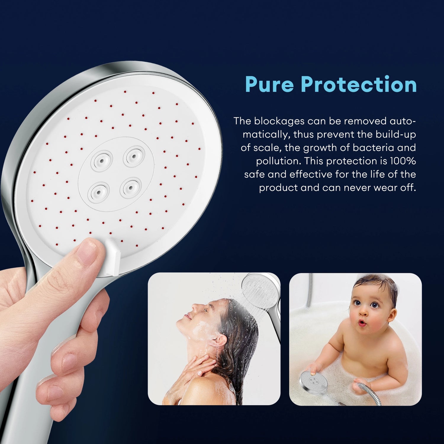 The JOMOO shower head provides a dual-mode experience with both descaling and shower rain settings. Its adjustable bracket ensures a perfect fit in any bathroom, offering a convenient and refreshing shower routine with ease of cleaning.