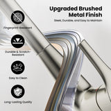 This faucet features an upgraded brushed metal finish that's fingerprint-resistant, durable, scratch-resistant, and easy to clean, ensuring long-lasting quality.