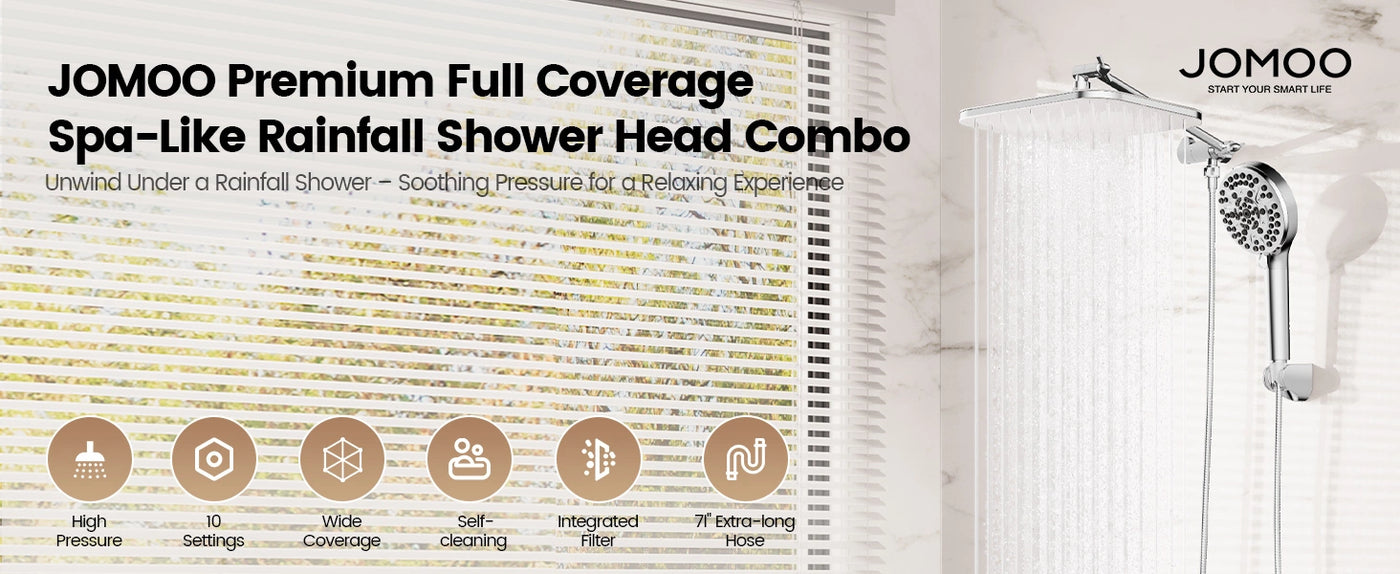 JOMOO Premium Full Coverage Spa-Like Rainfall Shower Head Combo (S270010-2C02-ID11)