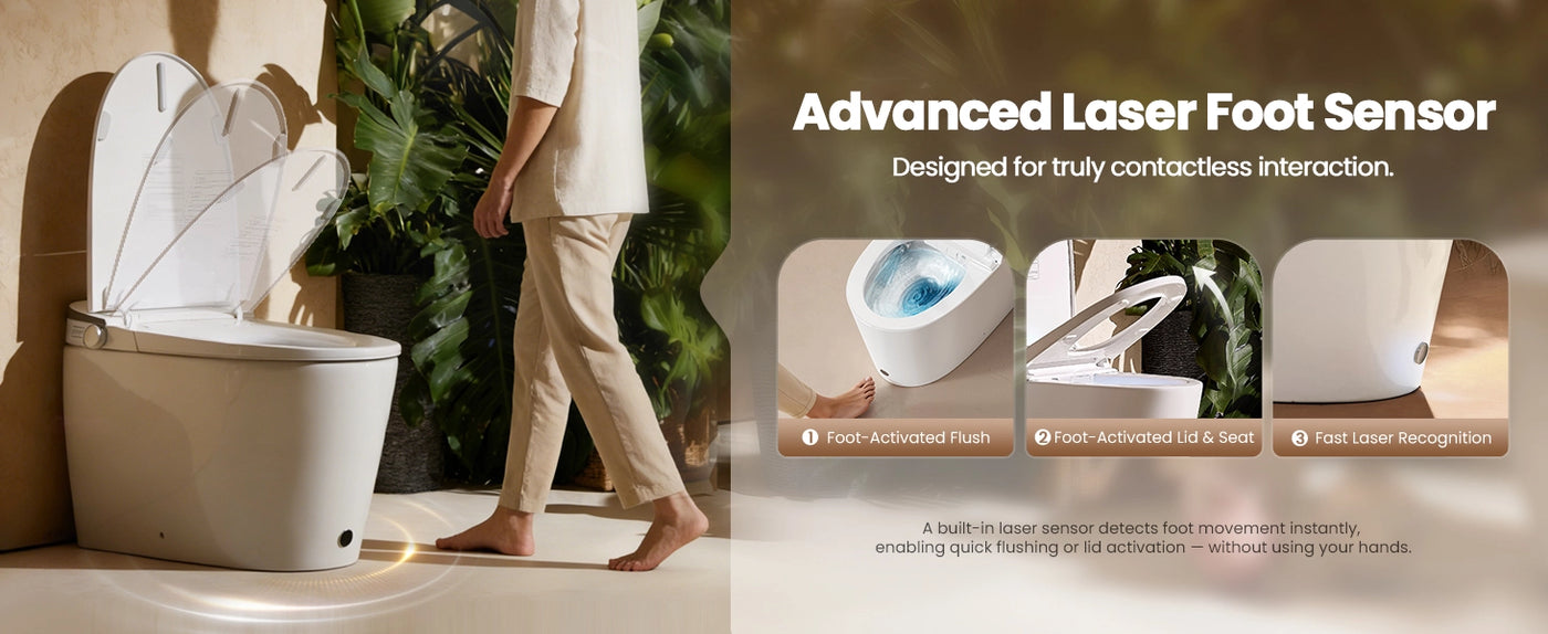JOMOO Smart Toilet with Advanced Laser Foot Sensor (with Tank) (ZE301-A-305) 1464 × 600