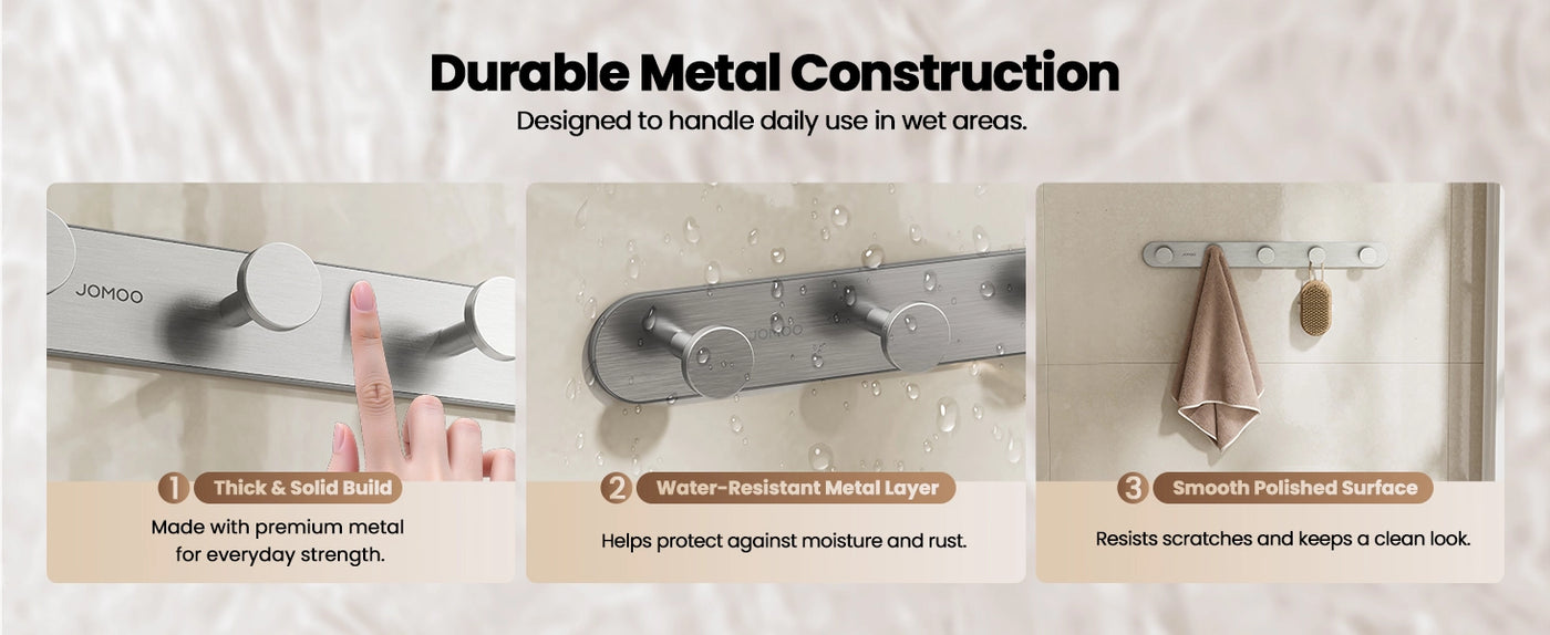JOMOO Versatile Adhesive Wall Hooks - Durable Metal Construction (P9352G5)