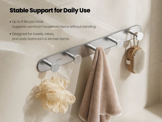 JOMOO Versatile Adhesive Wall Hooks - Stable Support for Daily Use (P9352G5)