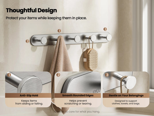 JOMOO Versatile Adhesive Wall Hooks - Thoughtful Design to Protect Your Items While Keeping Them in Place.(P9352G5)