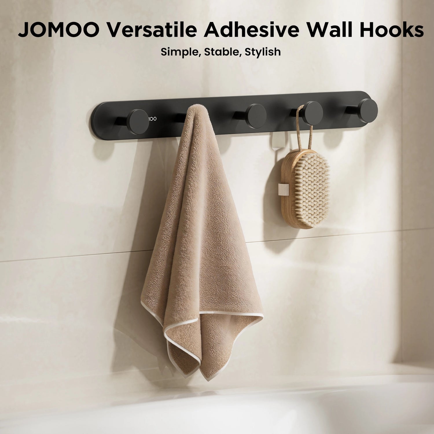 JOMOO Versatile Adhesive Wall Hooks, Matte Black (P9352G5-P1G-ID11) 
