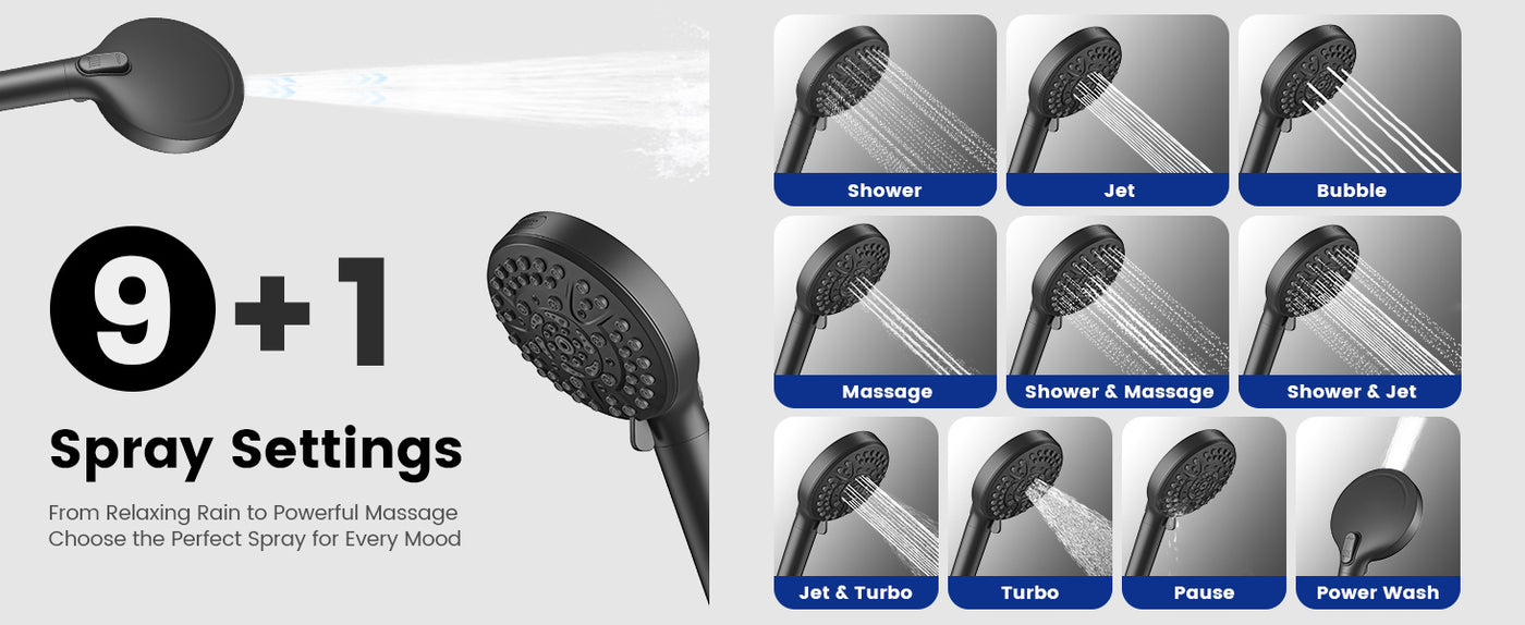 Jomoo 10 Function Matte Black Shower Set 