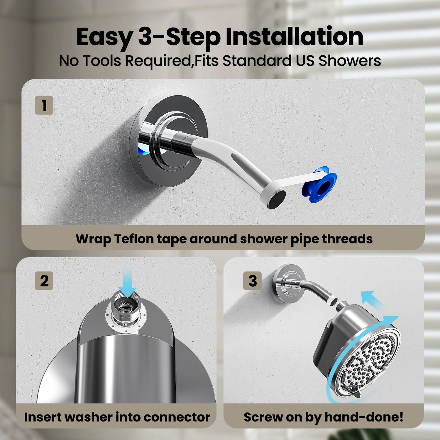Jomoo 5 Spray Modes Showerhead - Easy 3-Step Installation