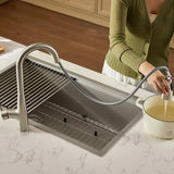 JOMOO Brushed Nickel Kitchen Faucet with Pull Down Sprayer, Single Handle Stainless Steel Sink Tap, Dual Mode