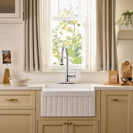 JOMOO Chrome Pull Down Kitchen Faucet, Dual Mode Single Handle Sink Faucet