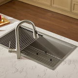 JOMOO Brushed Nickel Kitchen Faucet with Pull Down Sprayer, Single Handle Stainless Steel Sink Tap, Dual Mode