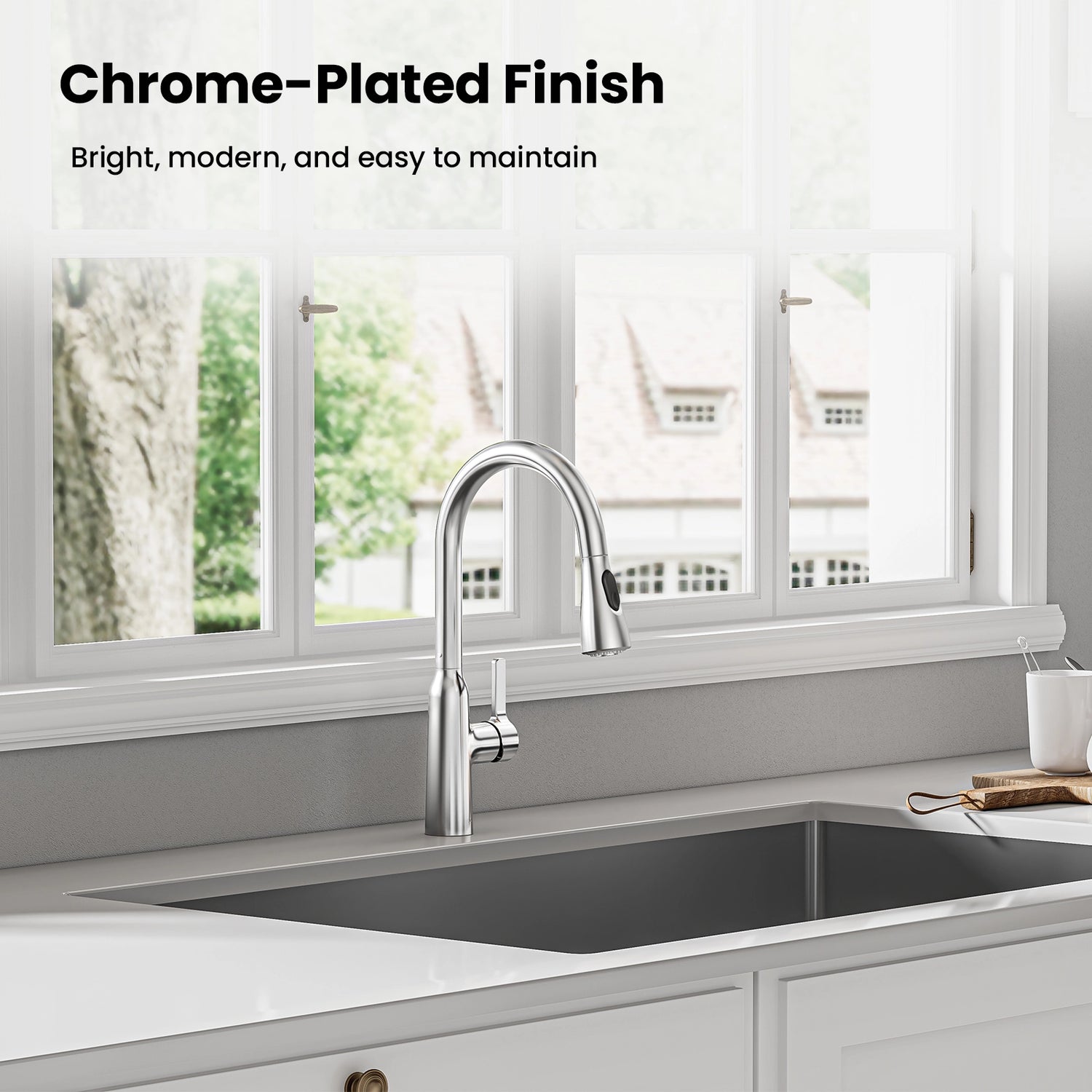 Jomoo Pull Down Kitchen Faucet with Chrome-Plated Finish