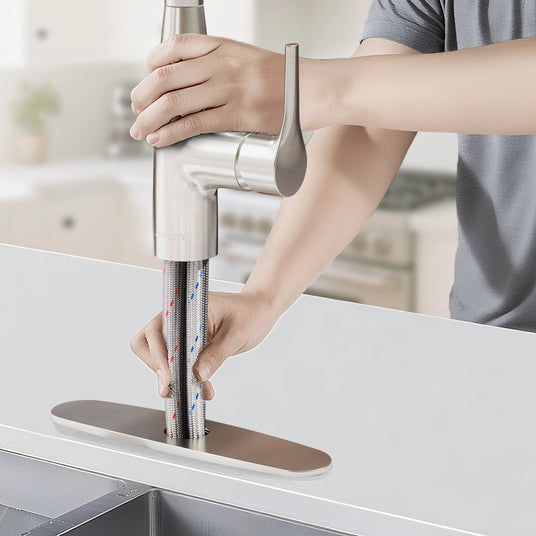 This JOMOO faucet features a solid brass hex nut and steel support bracket for a stable, leak-free installation in single or 3-hole sinks, without needing a professional.