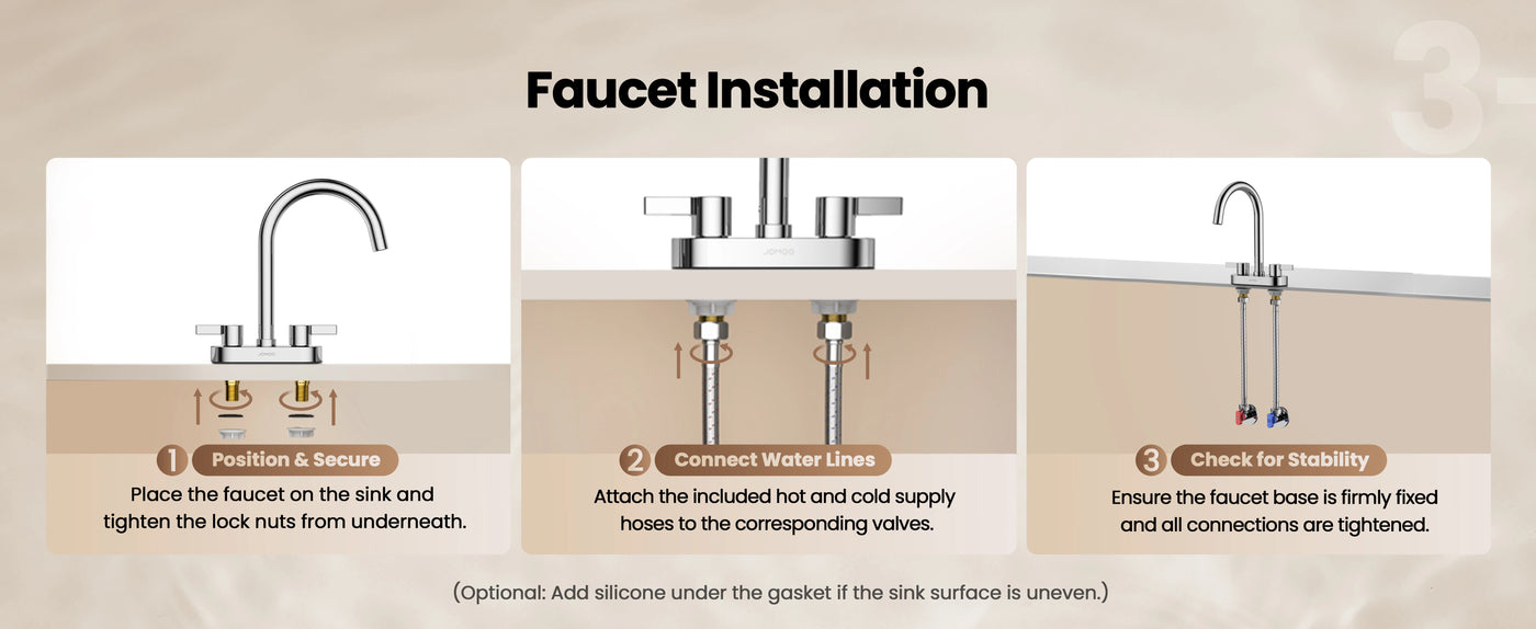 The Installation of JOMOO Two Handle Bathroom Faucets (22079-775/1B-ID11)
