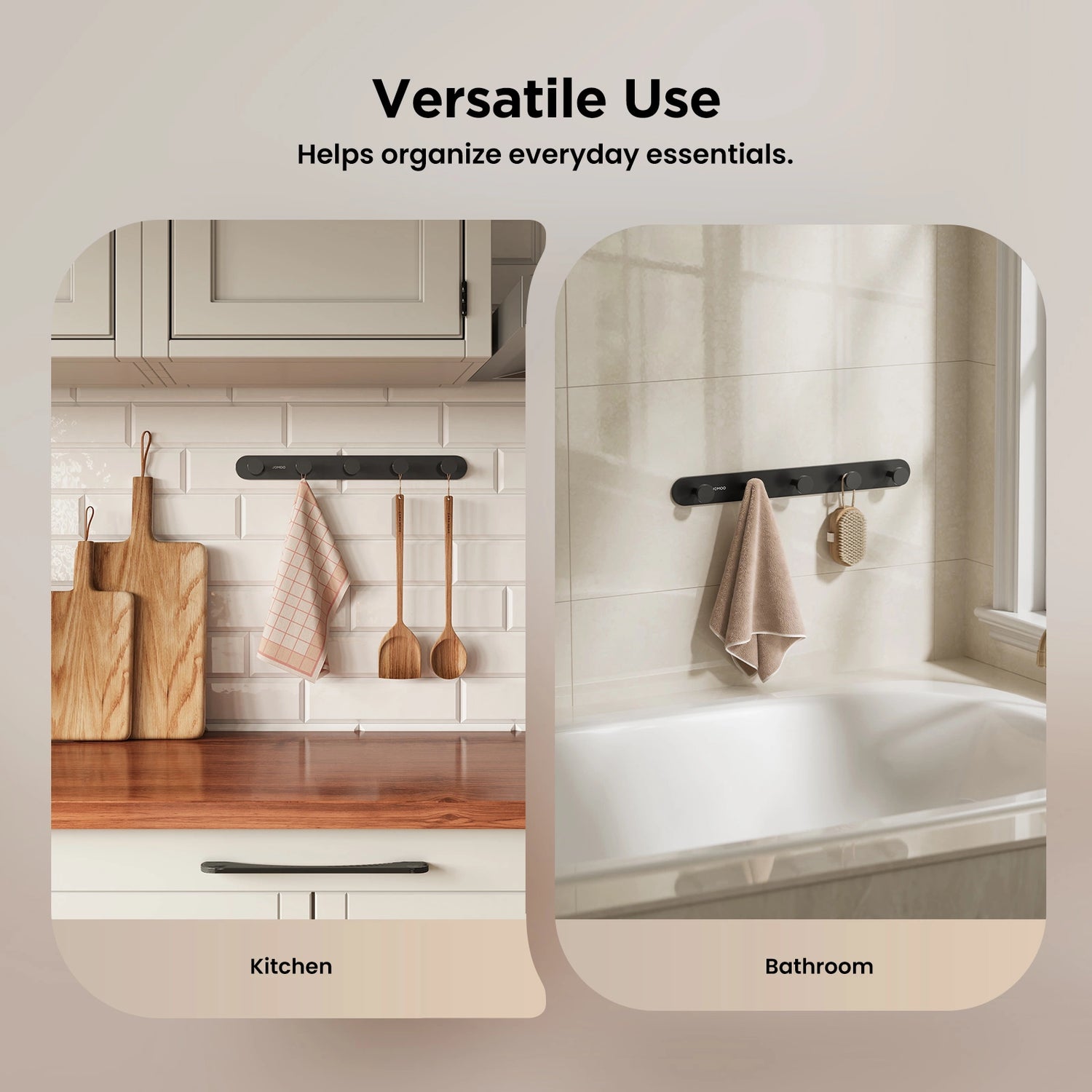 The Versatile Use of JOMOO Adhesive Wall Hooks, Matte Black (P9352G5-P1G-ID11) 