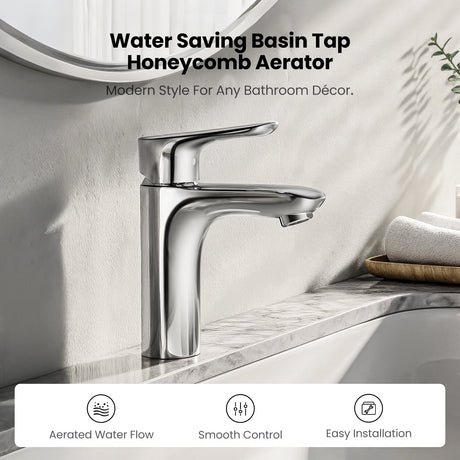 The honeycomb aerator of JOMOO Bathroom Sink Faucet provides smooth, water-saving flow for modern bathrooms. (32775-556-1B-ID11)
